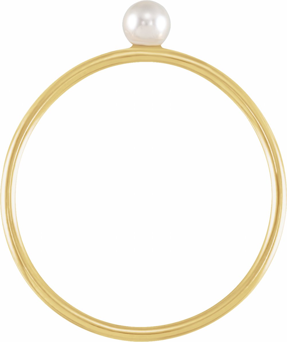 14K Yellow Gold Imitation Pearl Stackable Ring