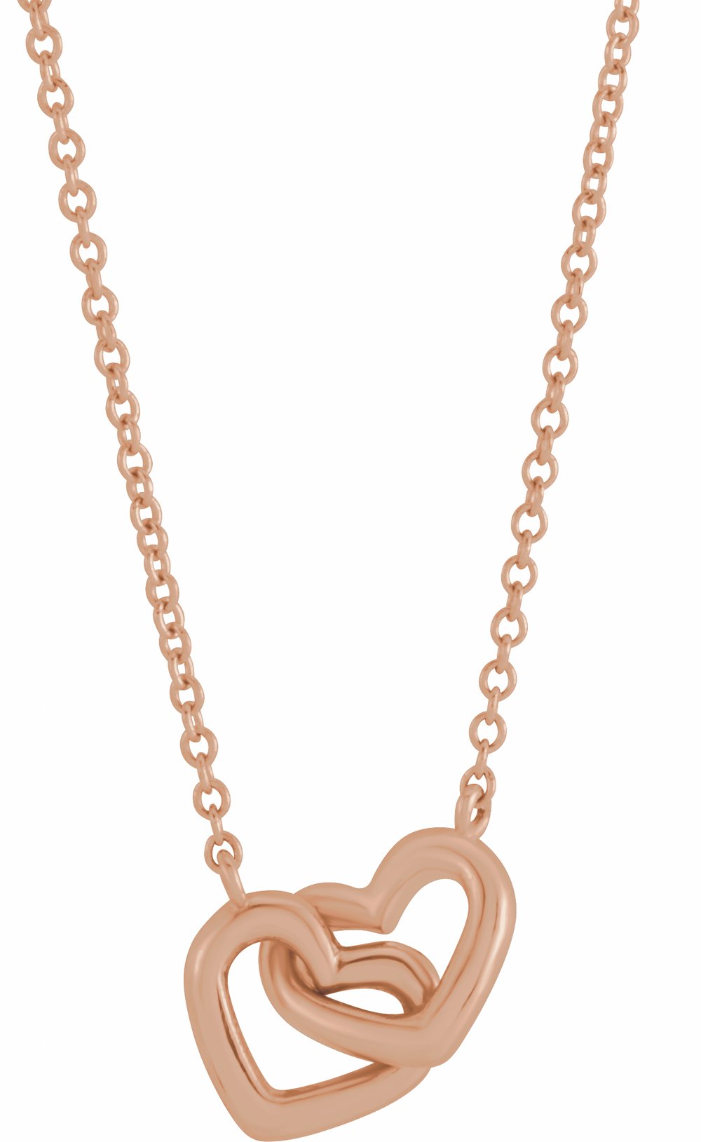 14K Rose Interlocking Heart 16" Necklace