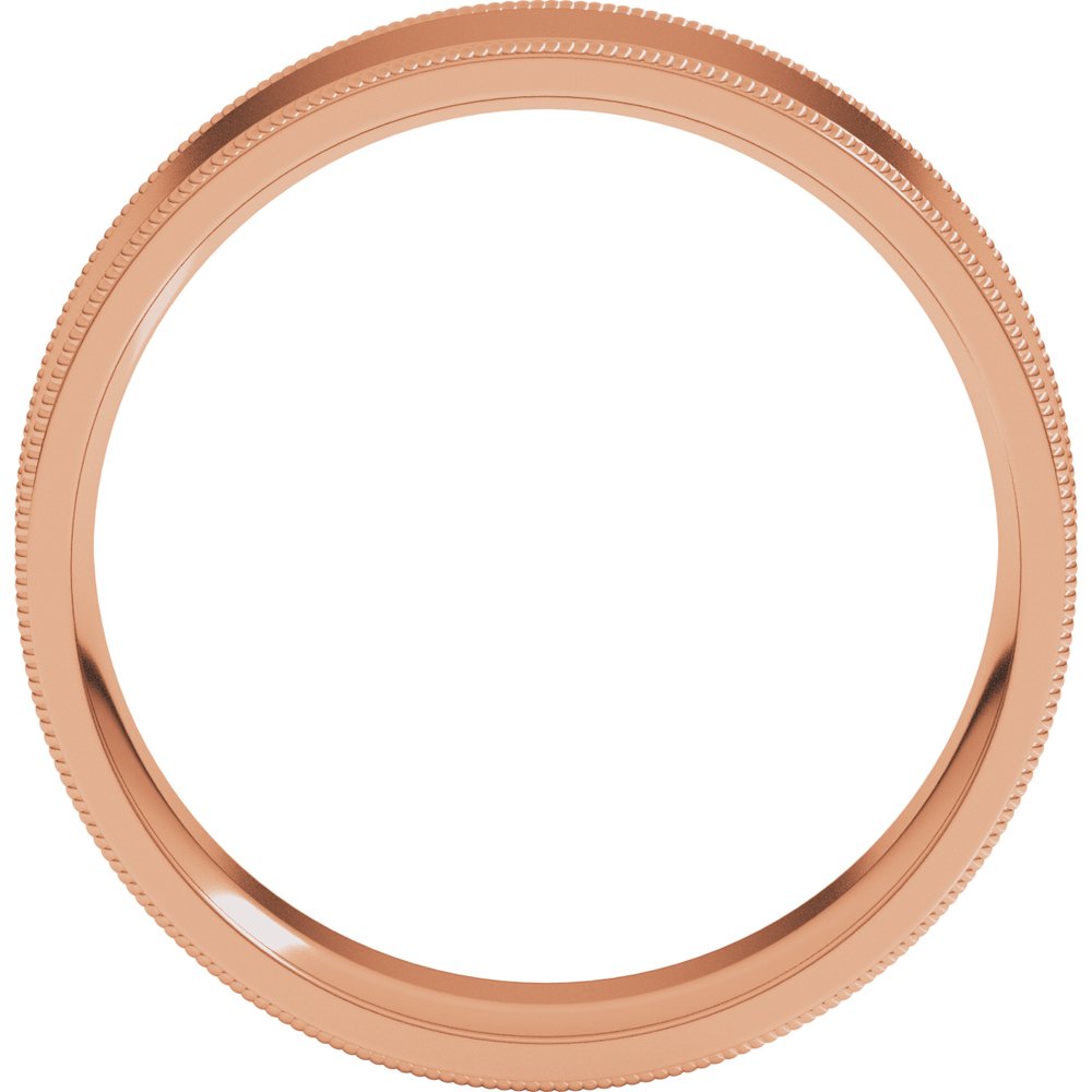 14K Rose Gold 6 mm Milgrain Flat Band Size 9