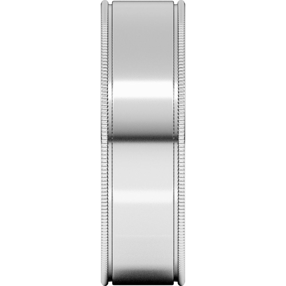 14K White Gold 6 mm Milgrain Flat Band Size 10