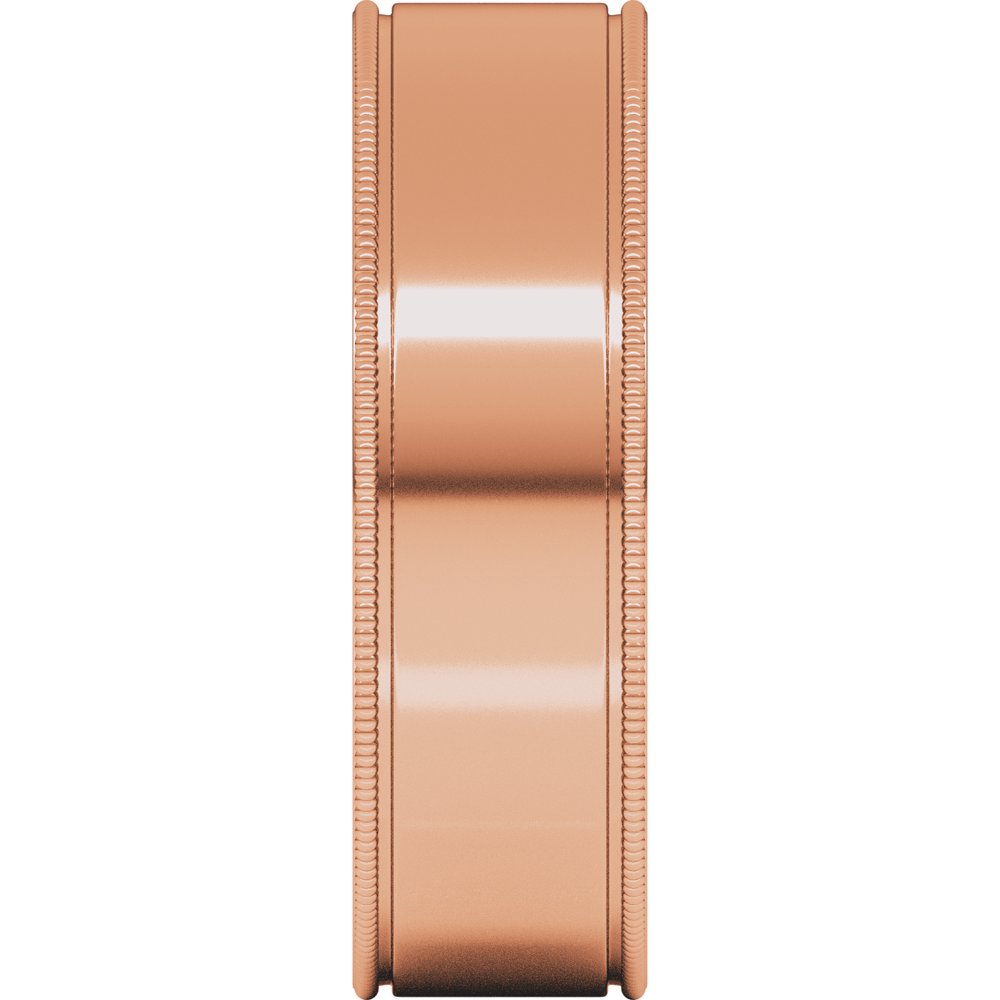 14K Rose Gold 6 mm Milgrain Flat Band Size 9