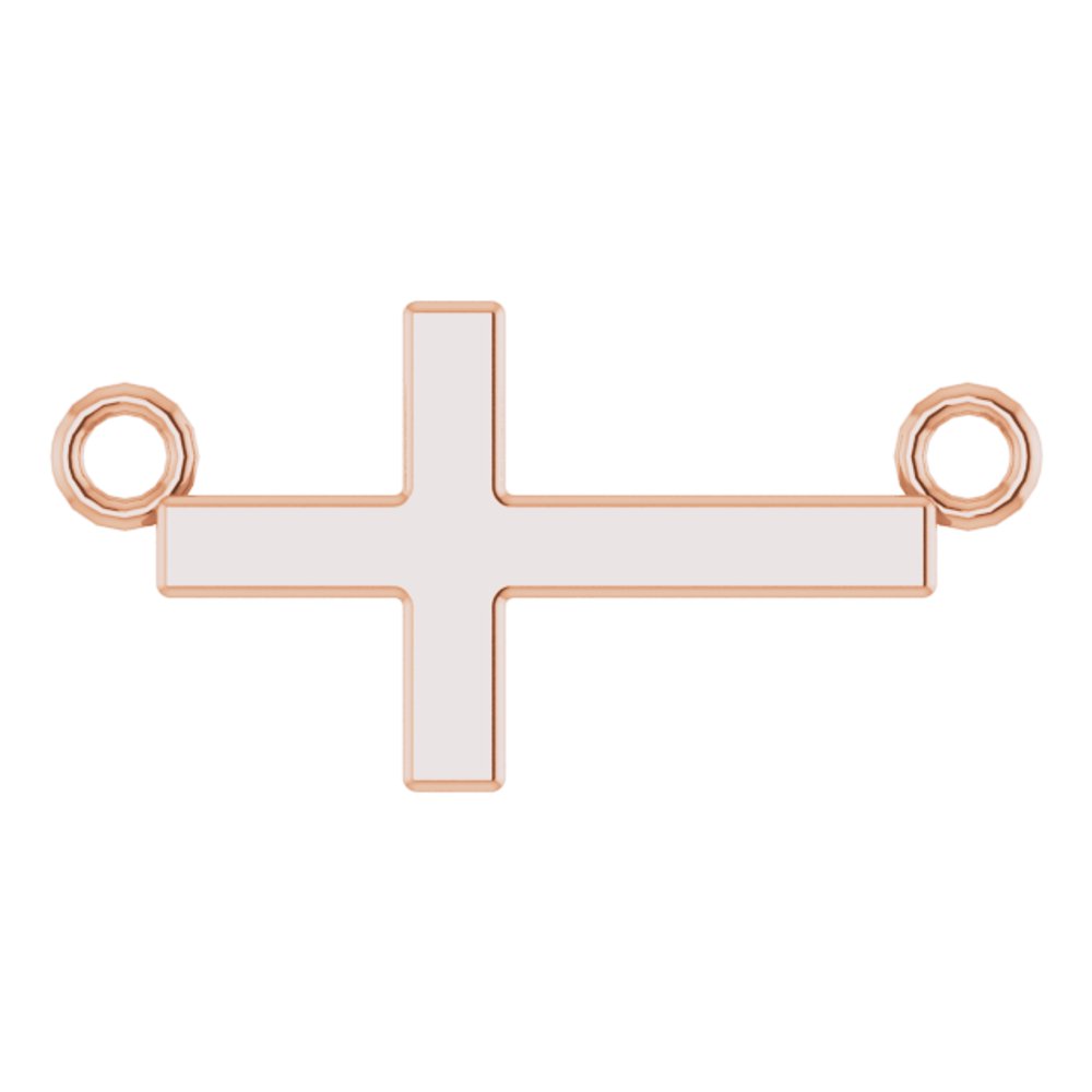 14K Rose Gold 12x5.9 mm Sideways Cross 16-18" Necklace