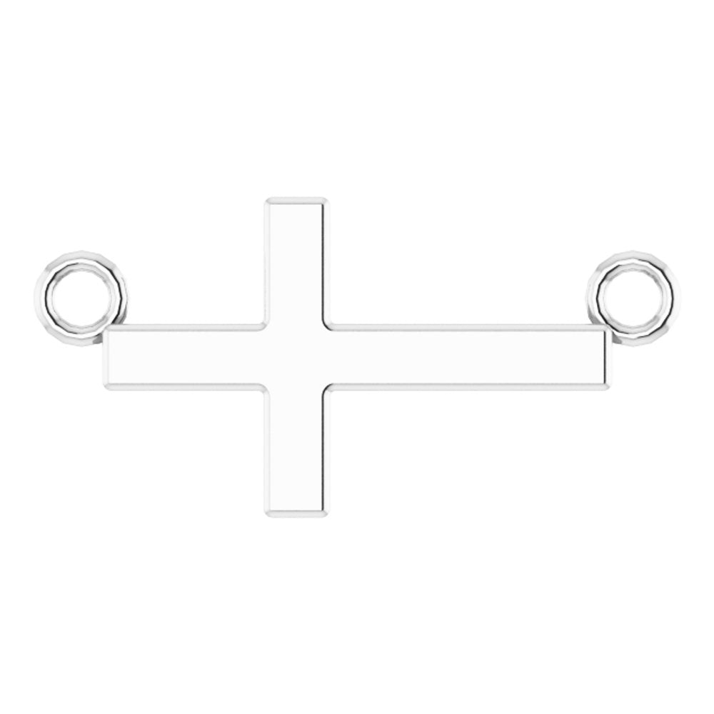 14K White Gold 12x5.9 mm Sideways Cross 16-18" Necklace