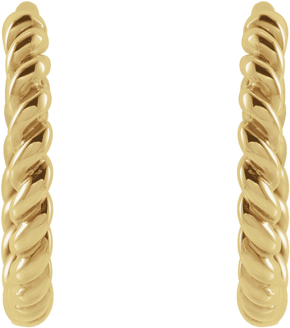 14K Yellow Rope 11 mm Hoop Earrings