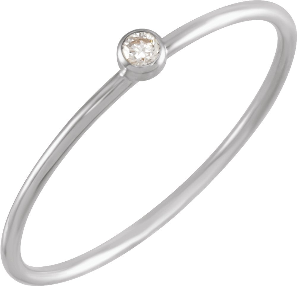 14K White Gold .03 CT Natural Diamond Stackable Ring Size 7