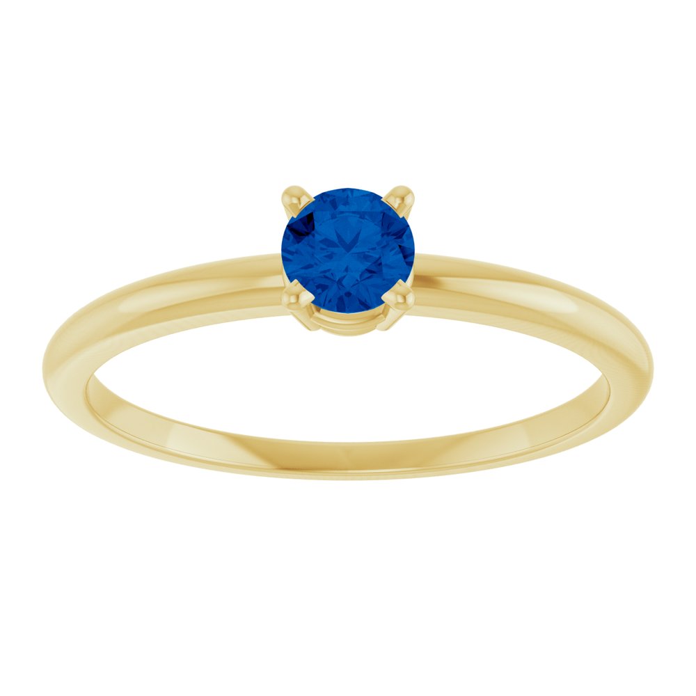 14K Yellow Gold Imitation Blue Sapphire Ring