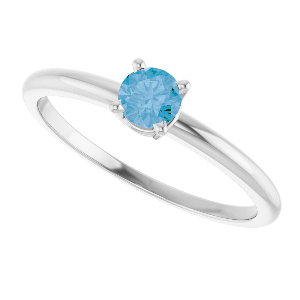 14K White Gold Natural Swiss Blue Topaz Ring