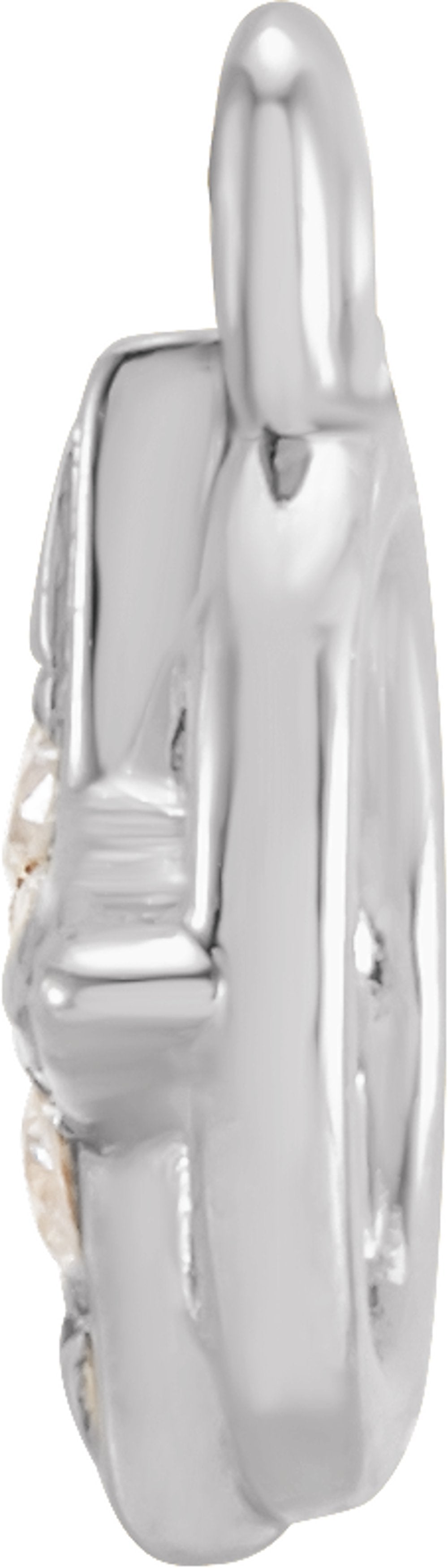 14K White Petite Pavé™ .02 CTW Natural Diamond Compass Dangle