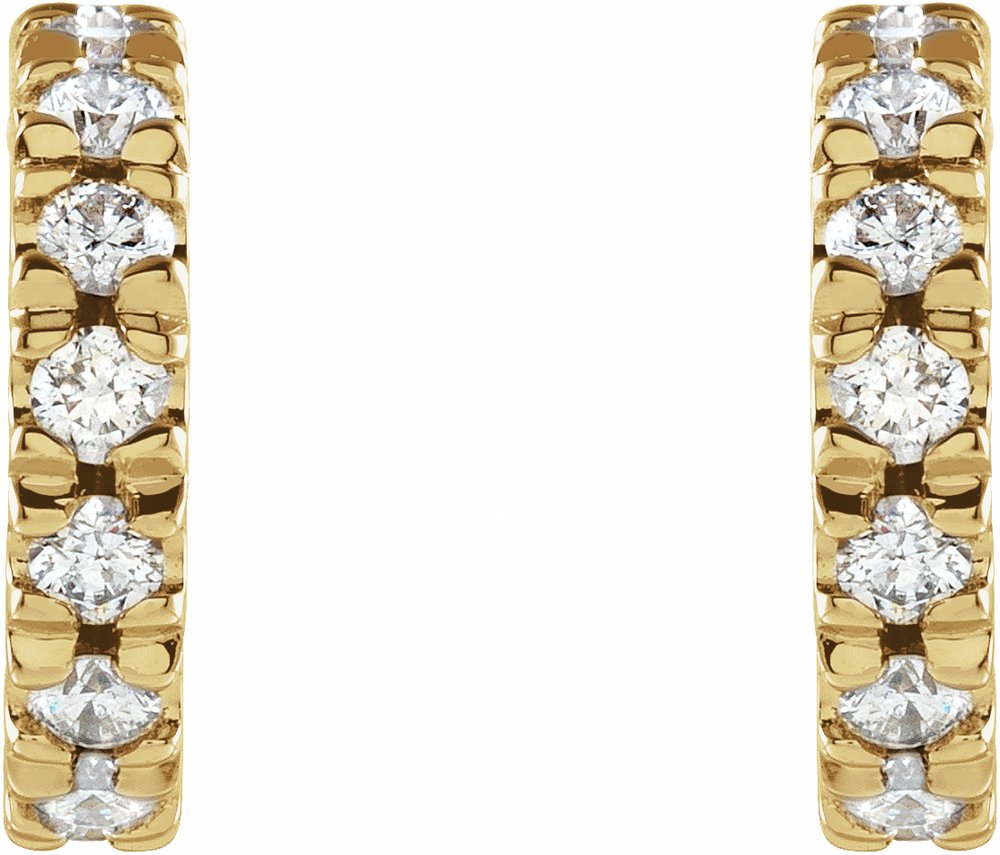 14K Yellow Gold 1/3 CTW Lab-Grown Diamond French-Set 10 mm Huggie Hoop Earrings
