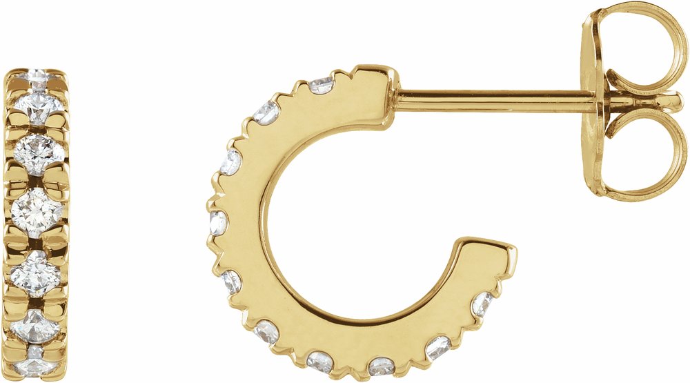 14K Yellow Gold 1/3 CTW Lab-Grown Diamond French-Set 10 mm Huggie Hoop Earrings