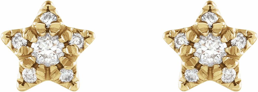 14K Yellow 1/10 CTW Natural Diamond Star Earrings
