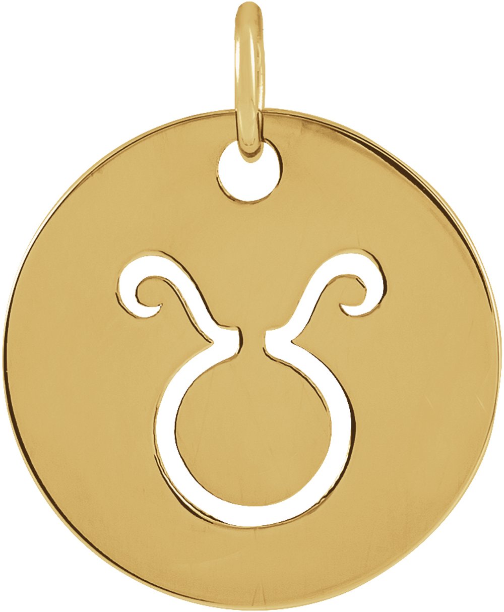 14K Yellow 16.5 mm Taurus Zodiac Disc Charm/Pendant