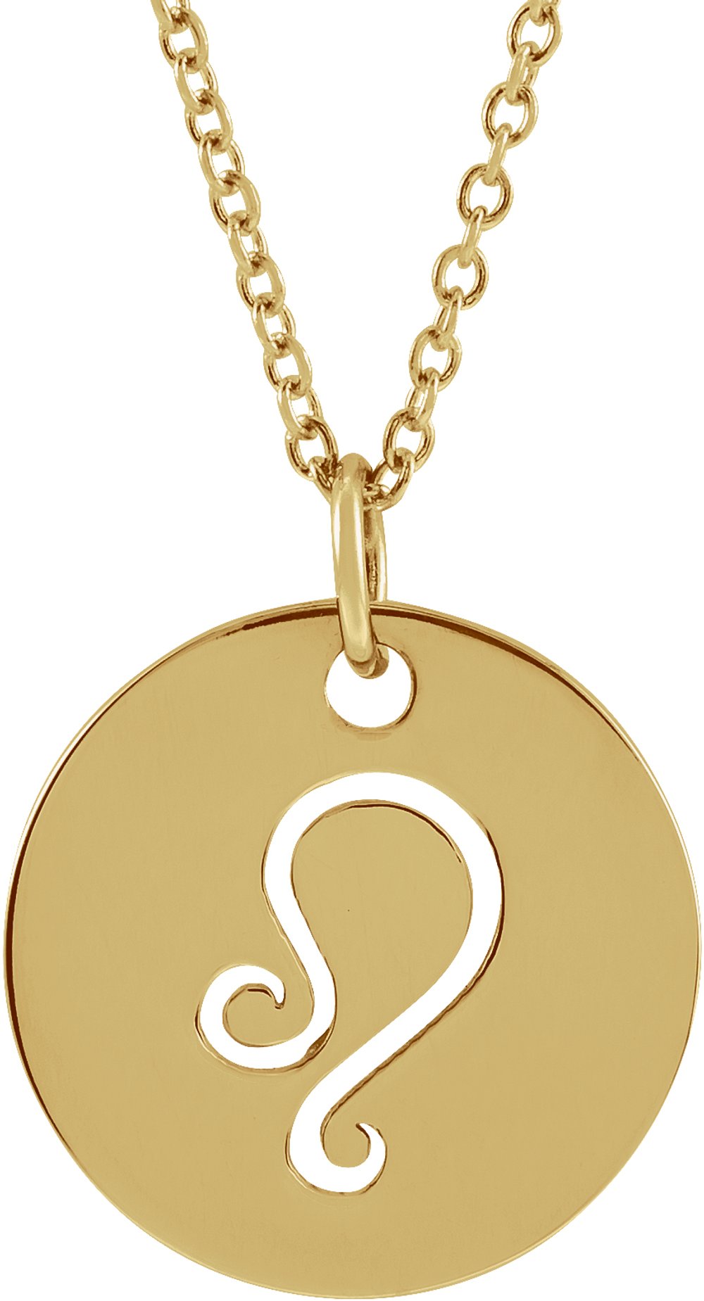 14K Yellow Gold Leo Zodiac Disc 16-18" Necklace