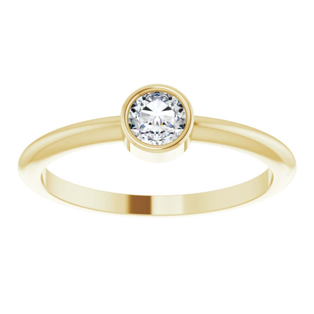 14K Yellow Gold 1/5 CT Rose-Cut Natural Diamond Stackable Ring