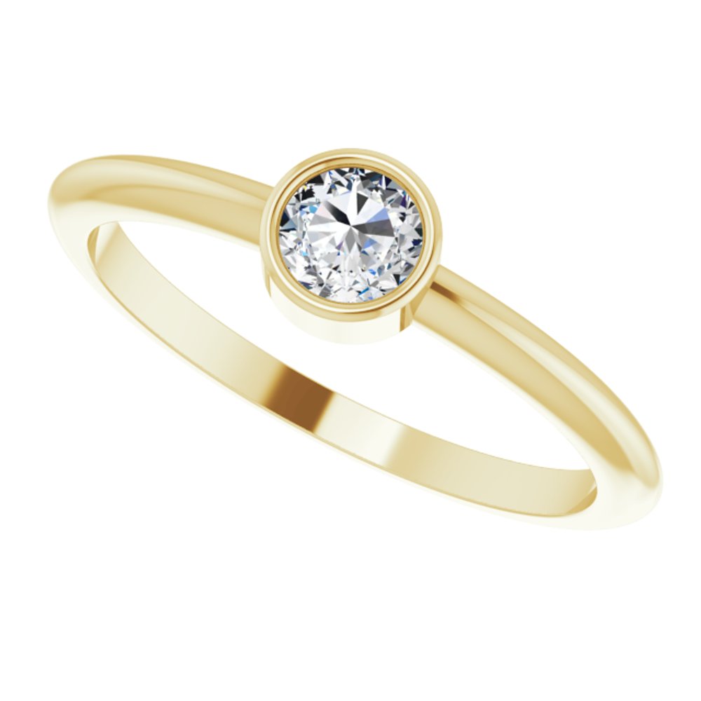 14K Yellow Gold 1/5 CT Rose-Cut Natural Diamond Stackable Ring