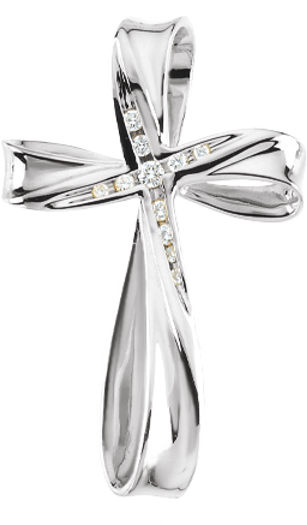 14K White 1/10 CTW Natural Diamond Cross Pendant