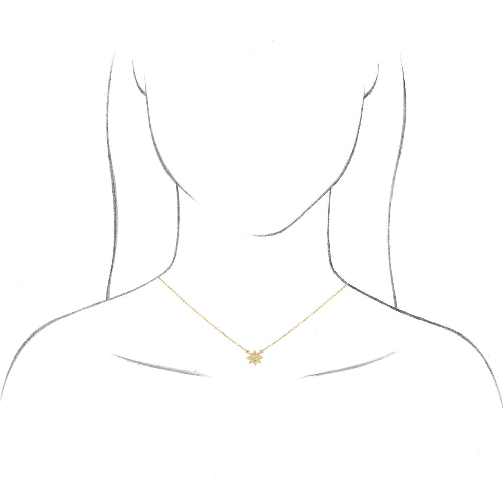 14K Yellow Gold .04 CTW Natural Diamond Star 16-18" Necklace