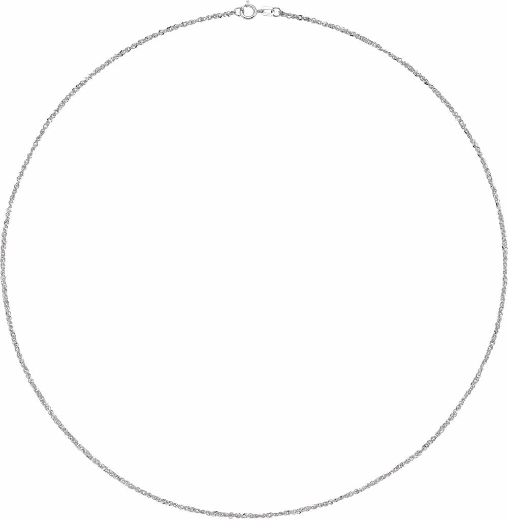 14K White 1.7 mm Diamond-Cut Singapore 18" Chain