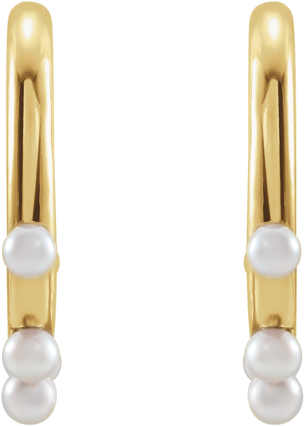 14K Yellow Gold Cultured Seed Pearl Hoop Earrings