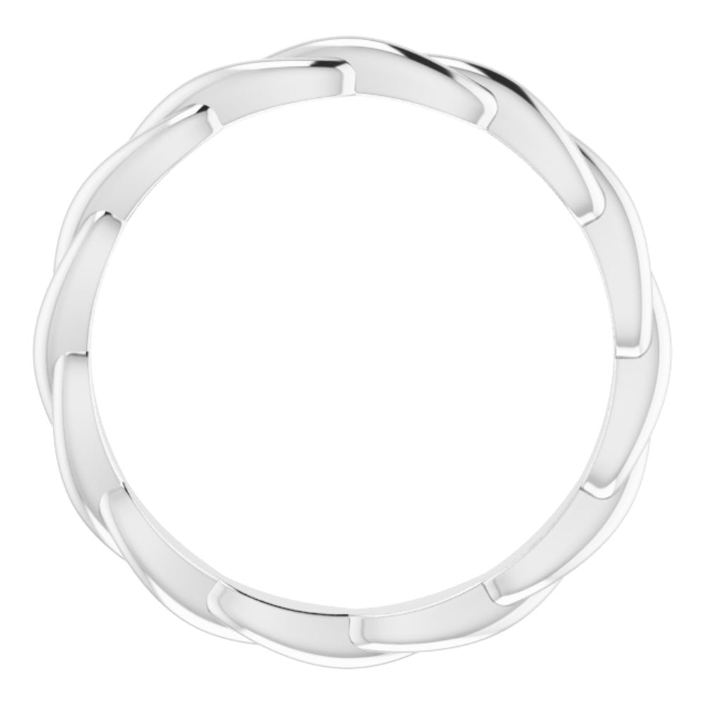 14K White Gold Woven-Design Band Size 7