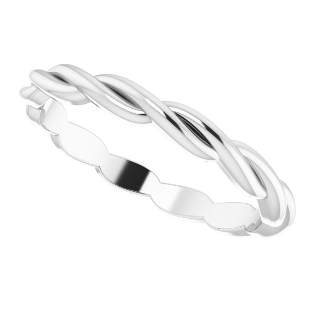 14K White Gold Woven-Design Band Size 7