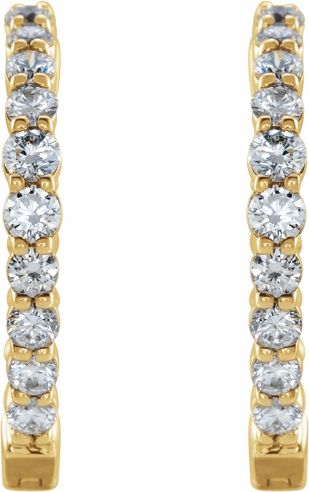 14K Yellow 1 CTW Lab-Grown Diamond Inside-Outside Hinged 19.3 mm Hoop Earrings