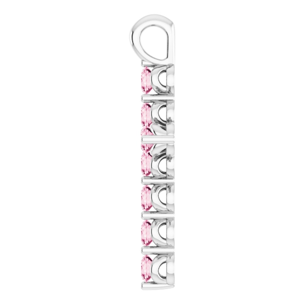 14K White Gold Natural Pink Tourmaline Cross Pendant