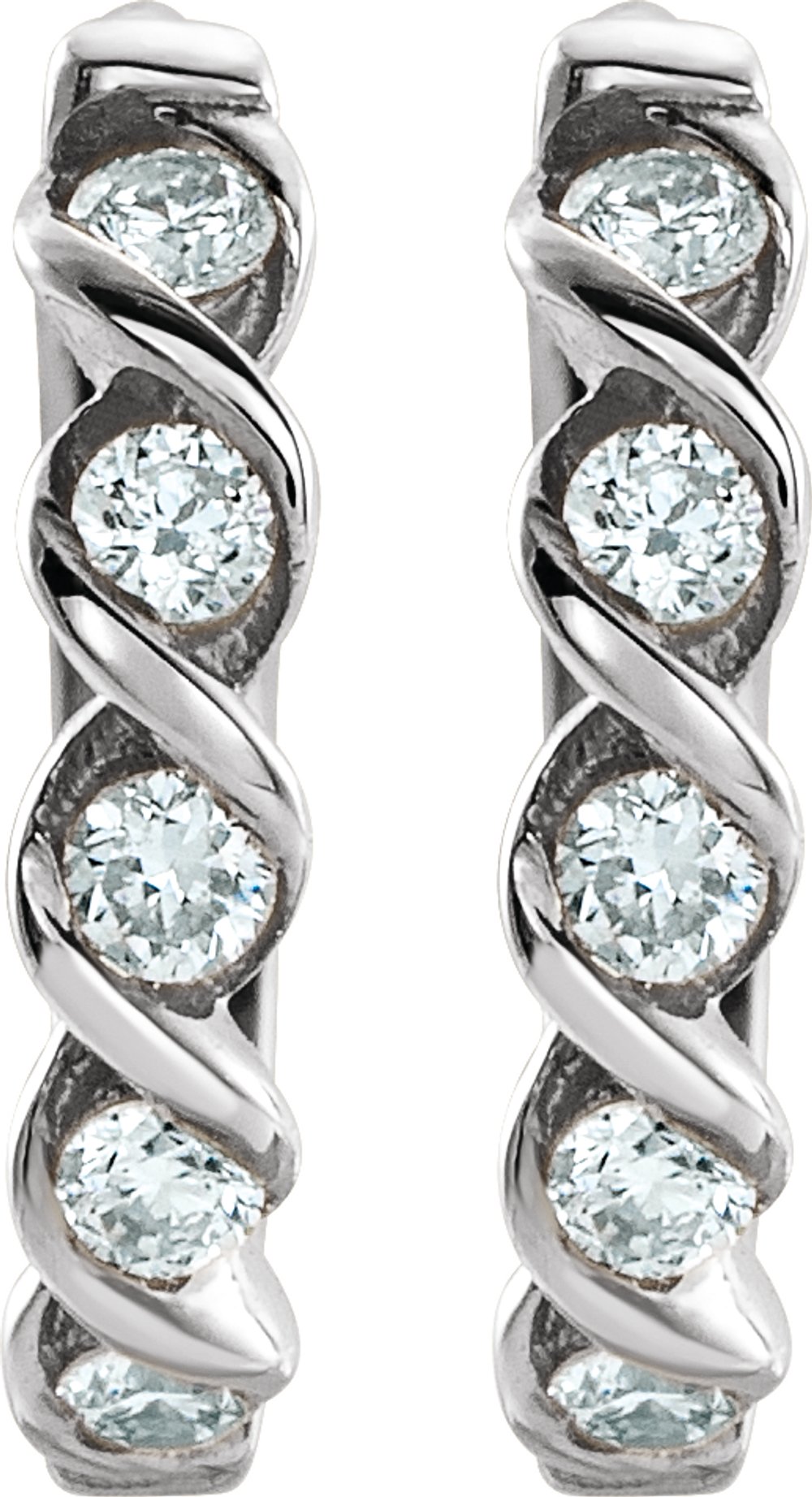 14K White Gold 1/10 CTW Lab-Grown Diamond 9 mm Hoop Earrings