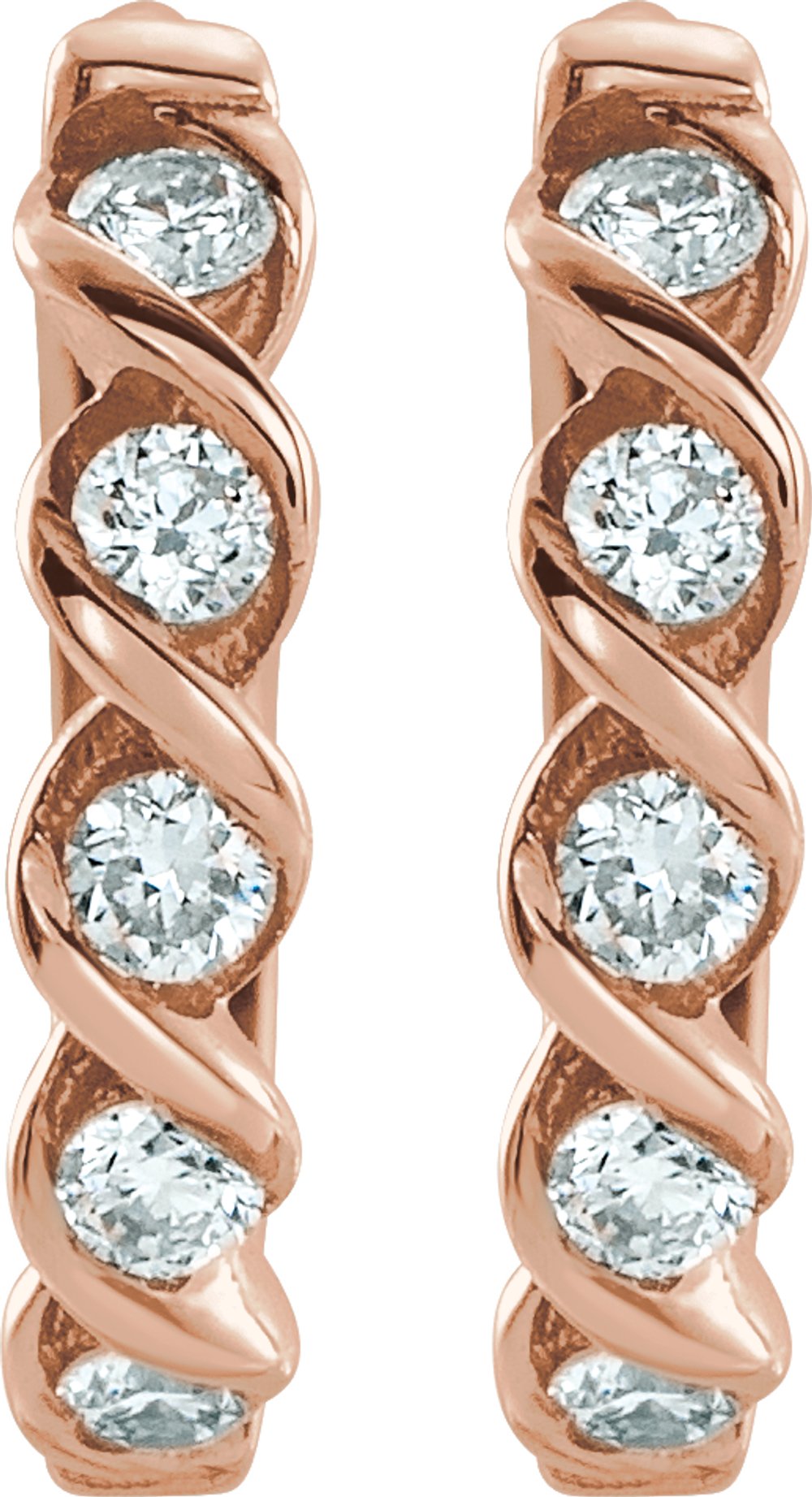 14K Rose Gold 1/10 CTW Lab-Grown Diamond 9 mm Hoop Earrings