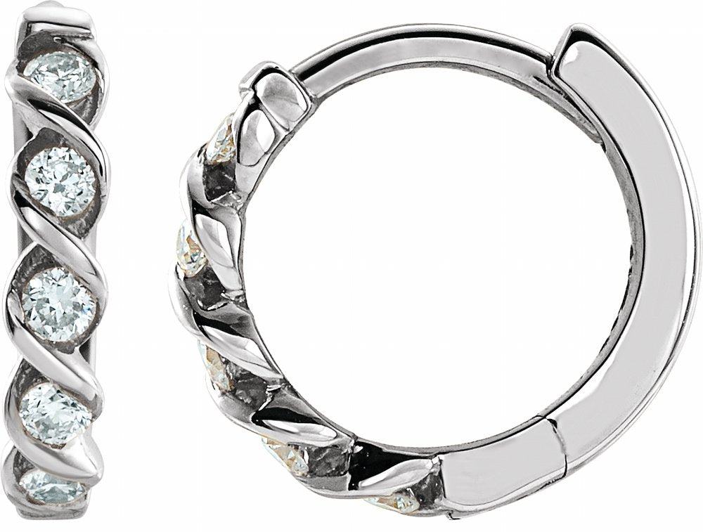 14K White Gold 1/10 CTW Natural Diamond 9 mm Hoop Earrings