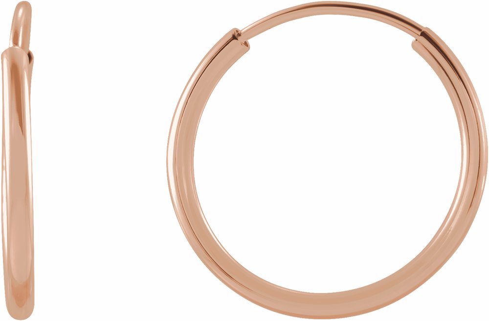 14K Rose Gold Flexible Endless Tube 12 mm Hoop Earrings