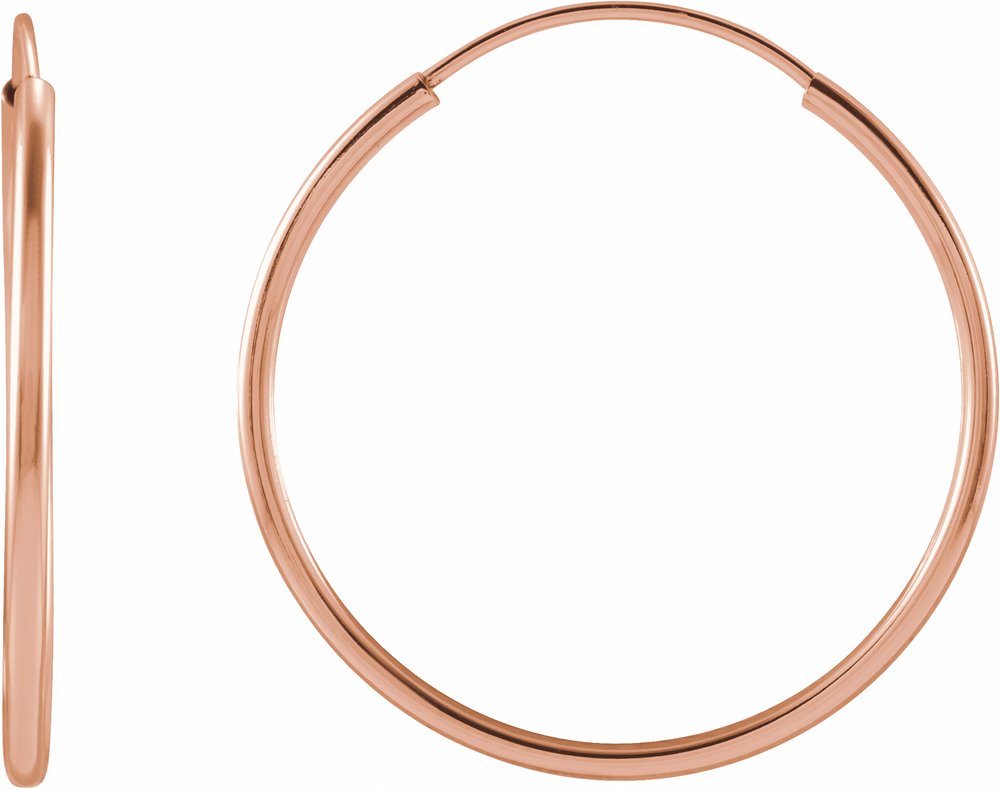 14K Rose Gold Flexible Endless Tube 20 mm Hoop Earrings