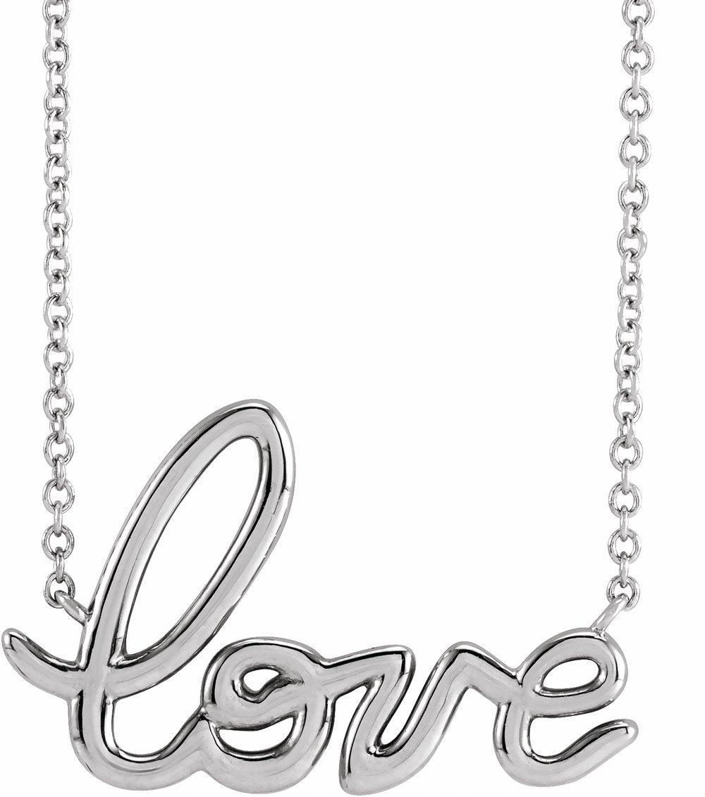 14K White Gold Love 18" Necklace