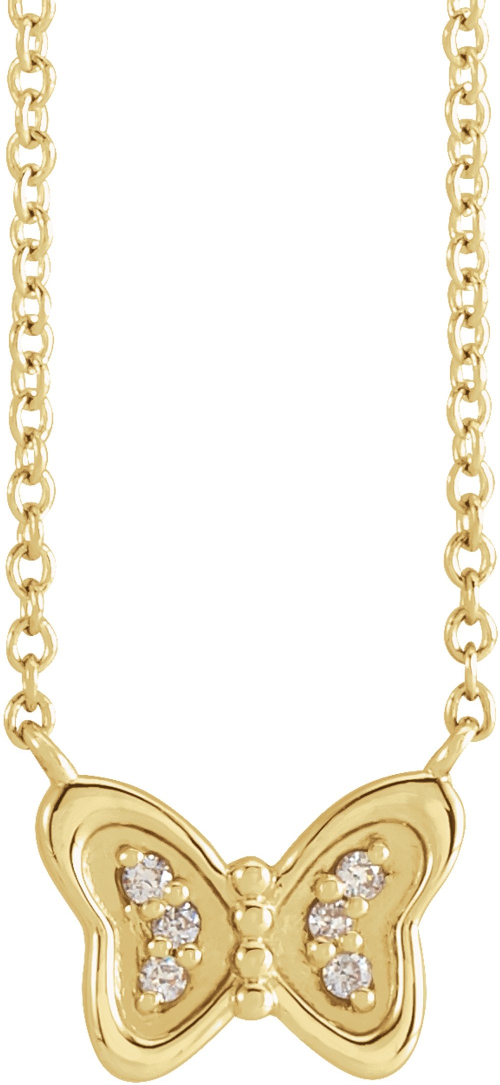 14K Yellow Gold .025 CTW Natural Diamond Butterfly 18" Necklace