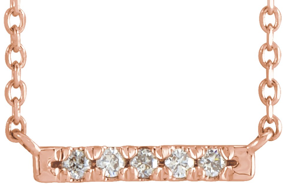 14K Rose Gold .07 CTW Natural Diamond French-Set Bar 18" Necklace