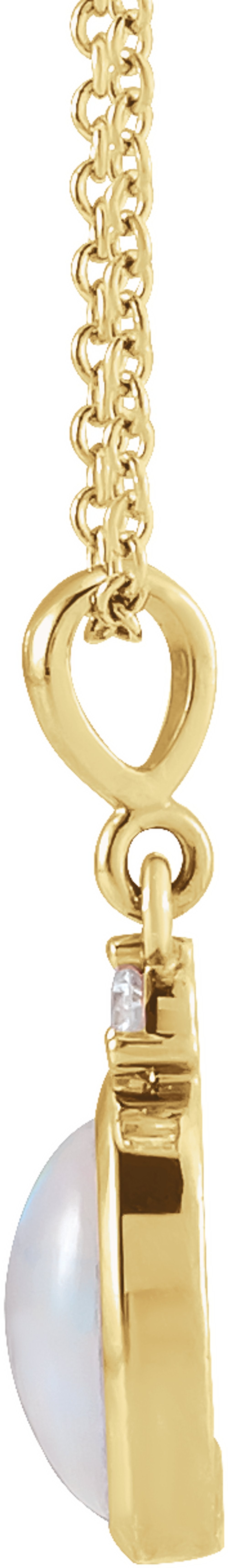 14K Yellow Gold 6x4 mm Natural Ethiopian Opal & .015 CT Natural Diamond 16-18" Necklace