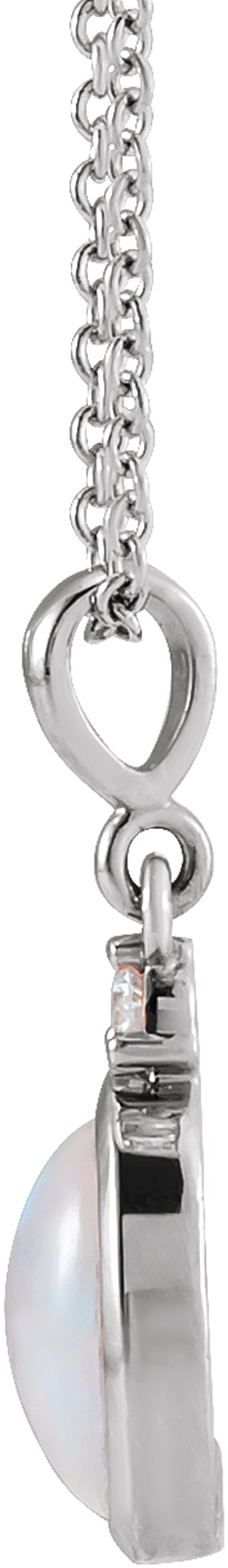 14K White Gold 6x4 mm Natural Ethiopian Opal & .015 CT Natural Diamond 16-18" Necklace