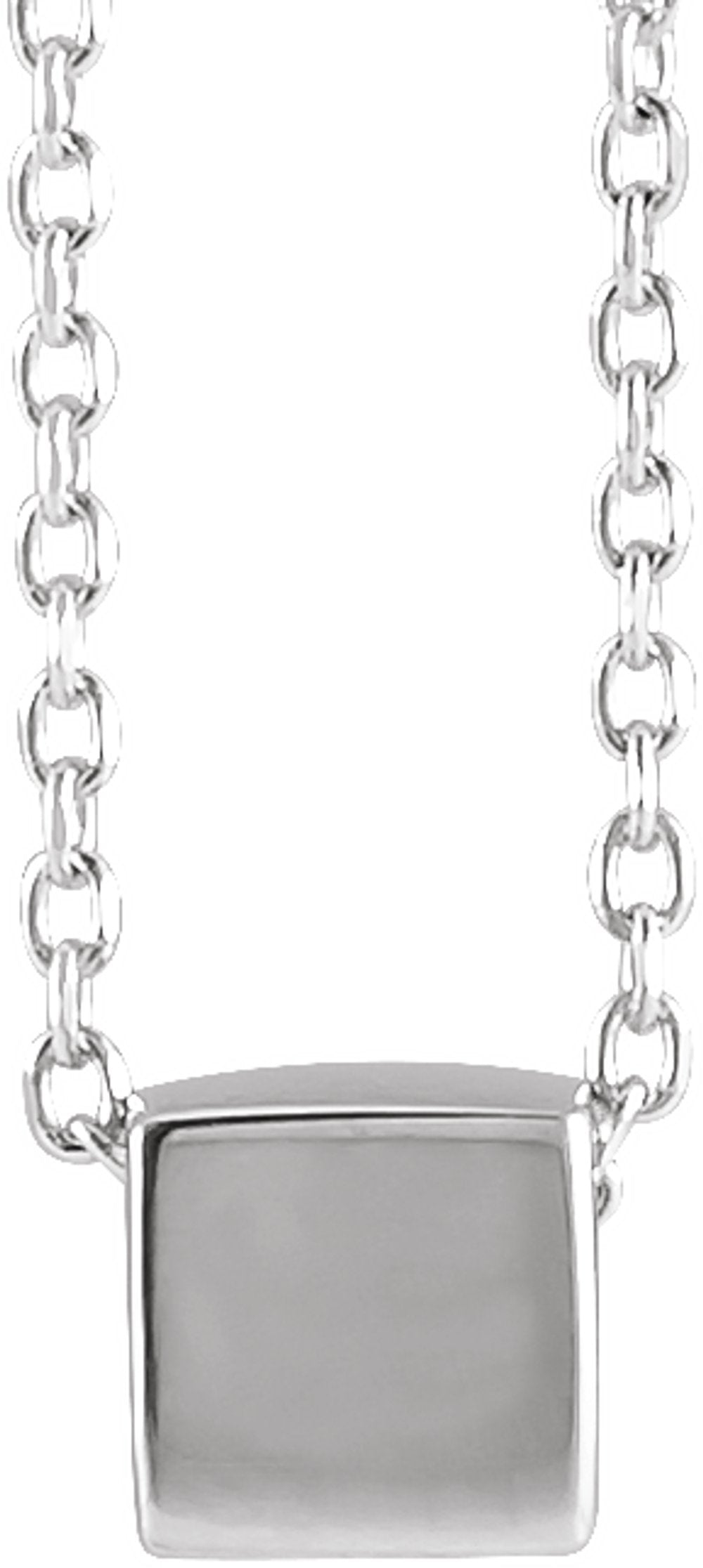14K White Gold 5x5 mm Cube 18" Necklace