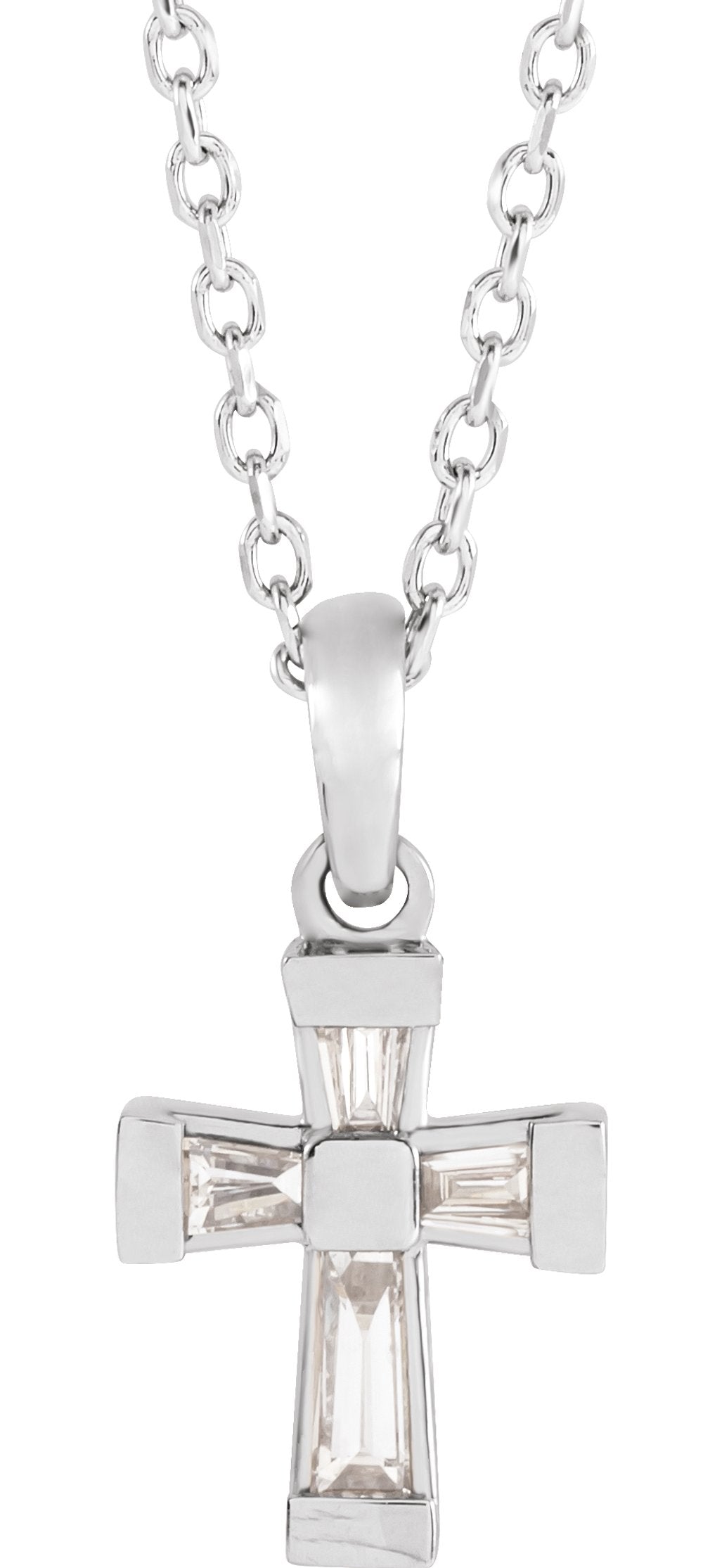 14K White Gold 1/10 CTW Natural Diamond Cross 16-18" Necklace