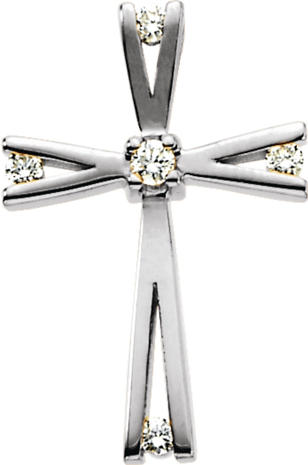 14K White .07 CTW Natural Diamond Cross Pendant