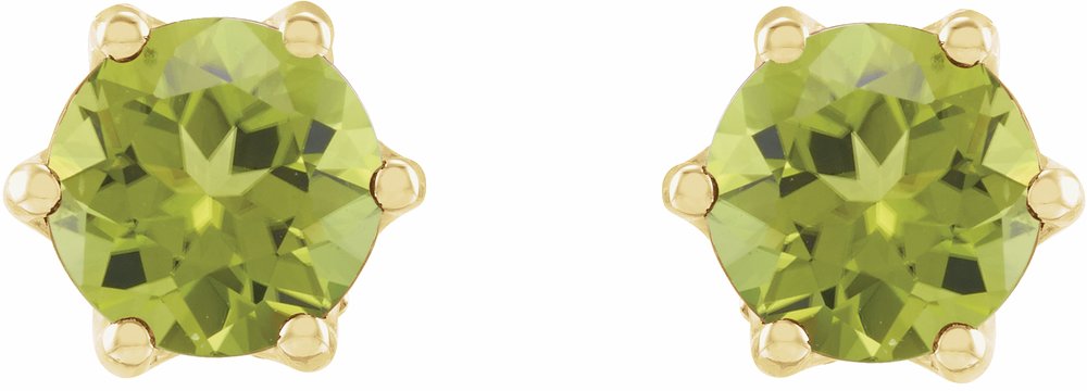 14K Yellow 4 mm Natural Peridot & .03 CTW Natural Diamond Crown Earrings