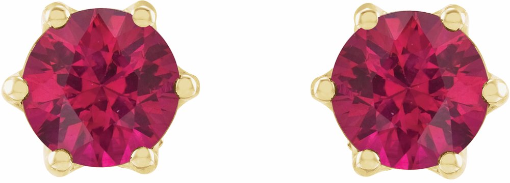 14K Yellow Gold 5 mm Lab-Grown Ruby & .03 CTW Natural Diamond Crown Earrings