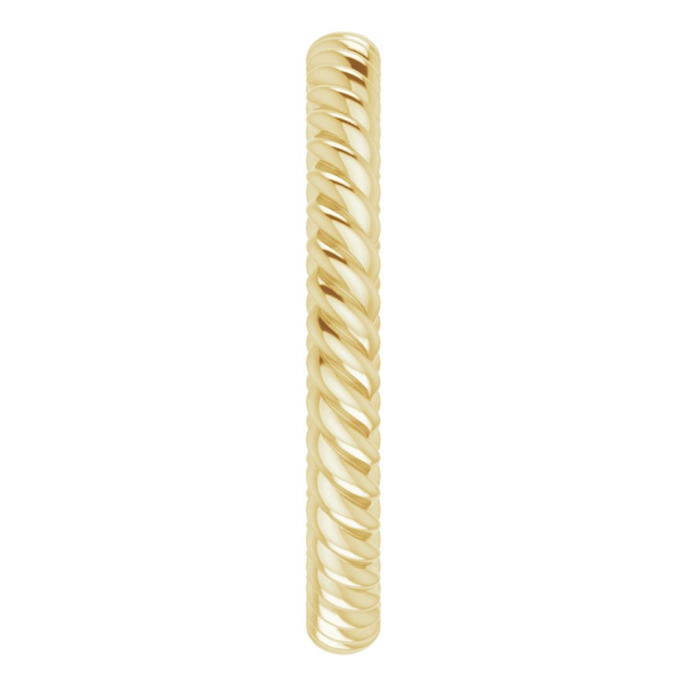 14K Yellow Gold 2 mm Skinny Rope Band Size 3.5