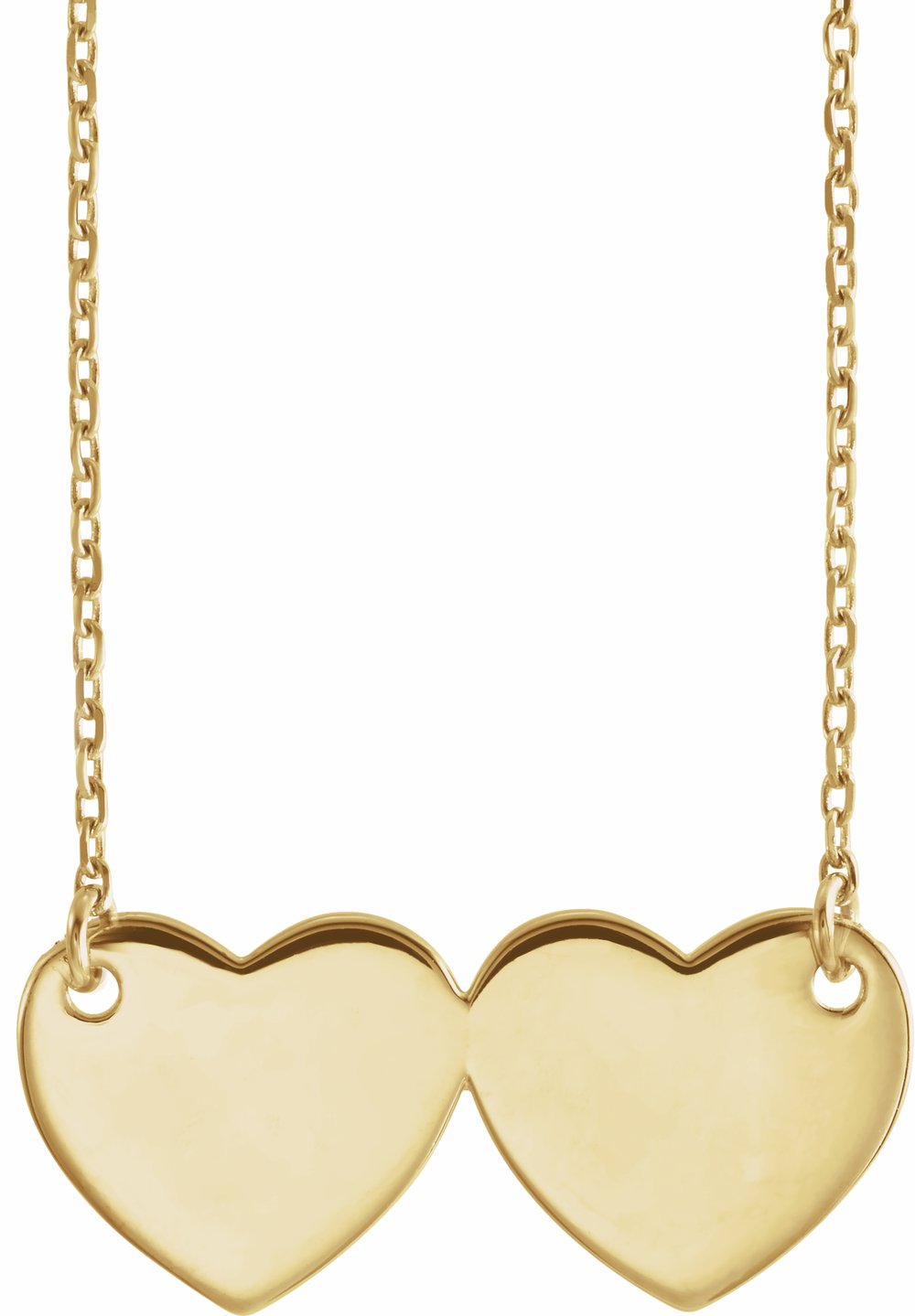 14K Yellow Engravable Double Heart 17" Necklace