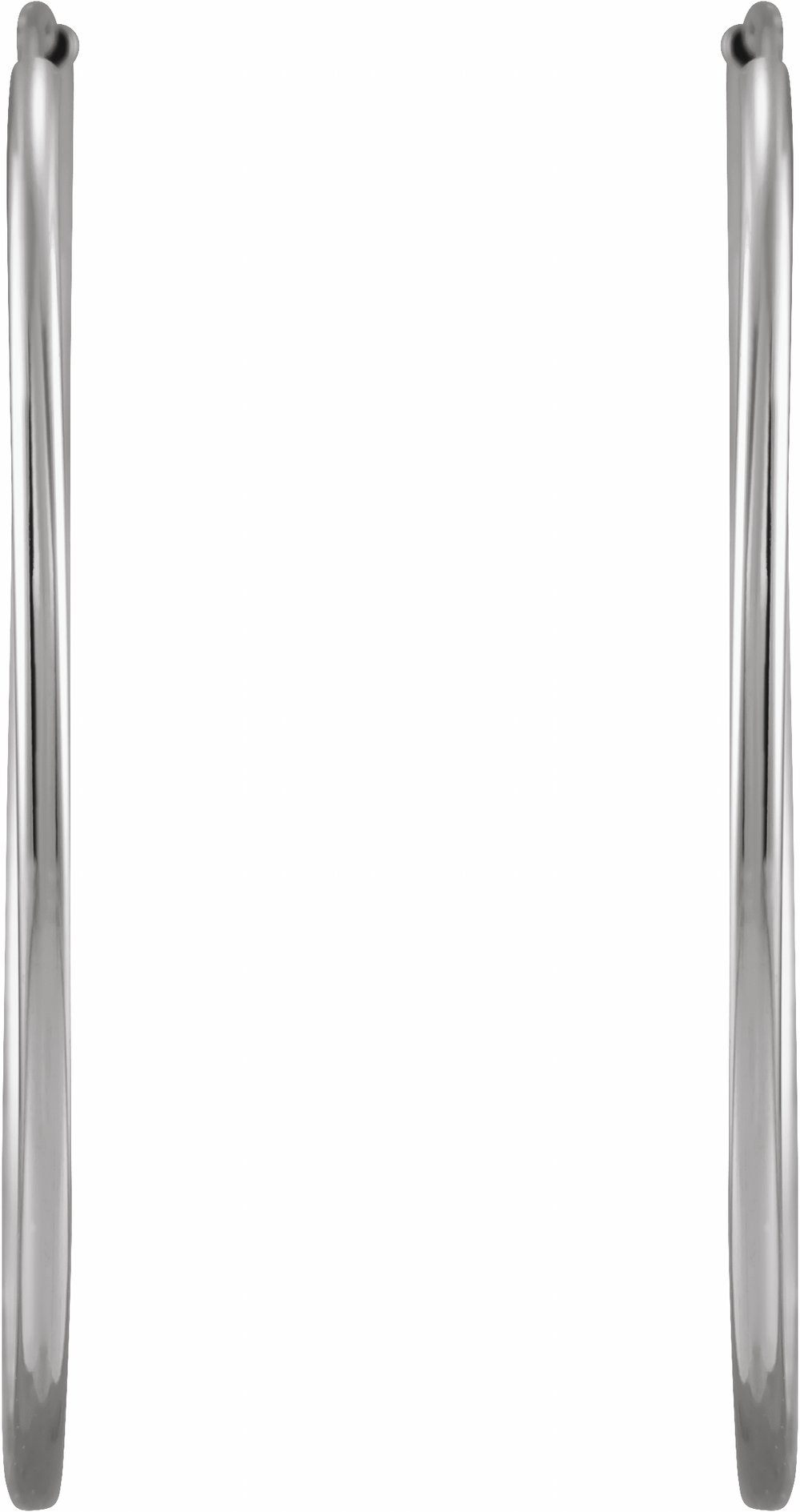 14K White Gold Flexible Endless Tube 30 mm Hoop Earrings