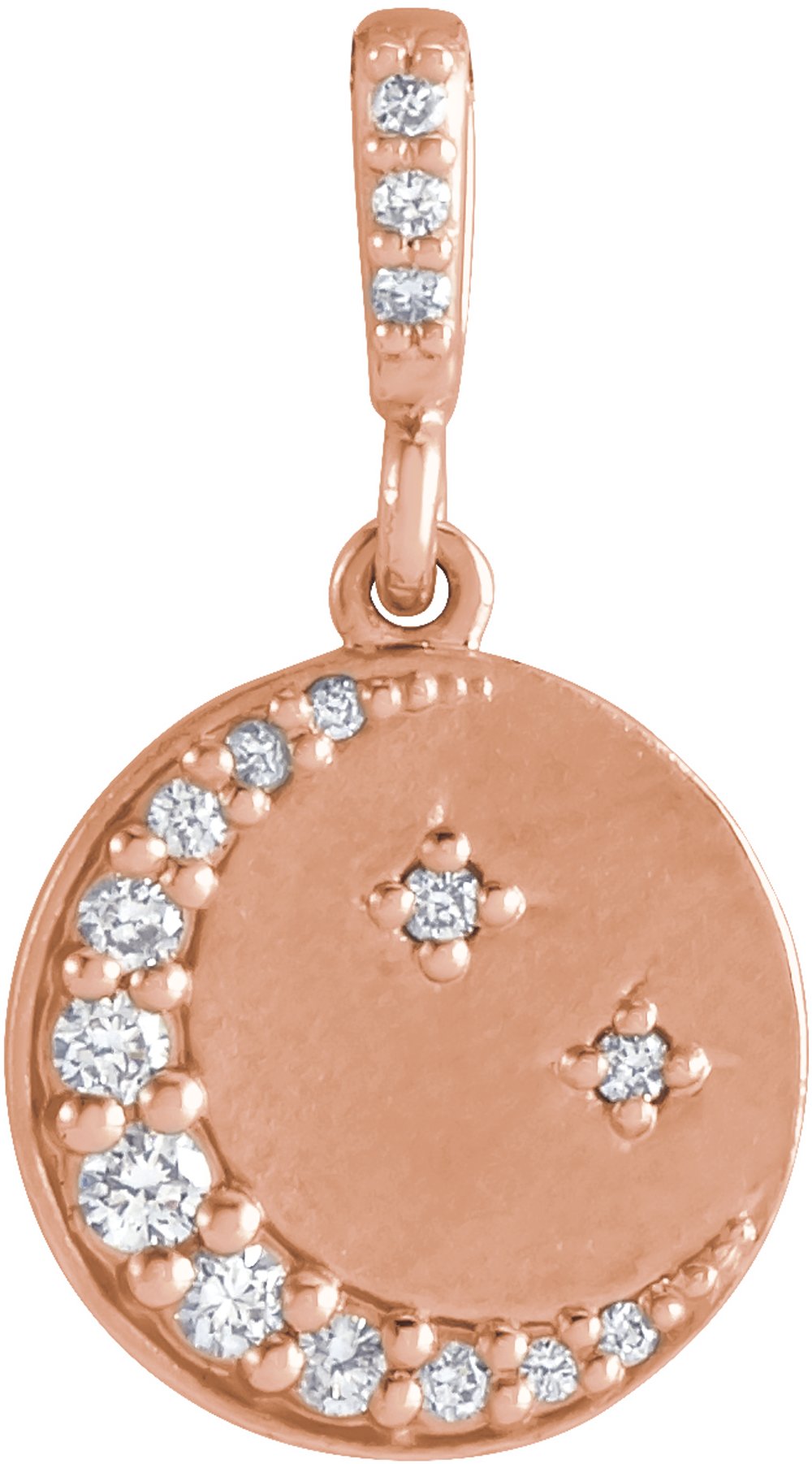 14K Rose 1/10 CTW Natural Diamond Crescent Moon Pendant