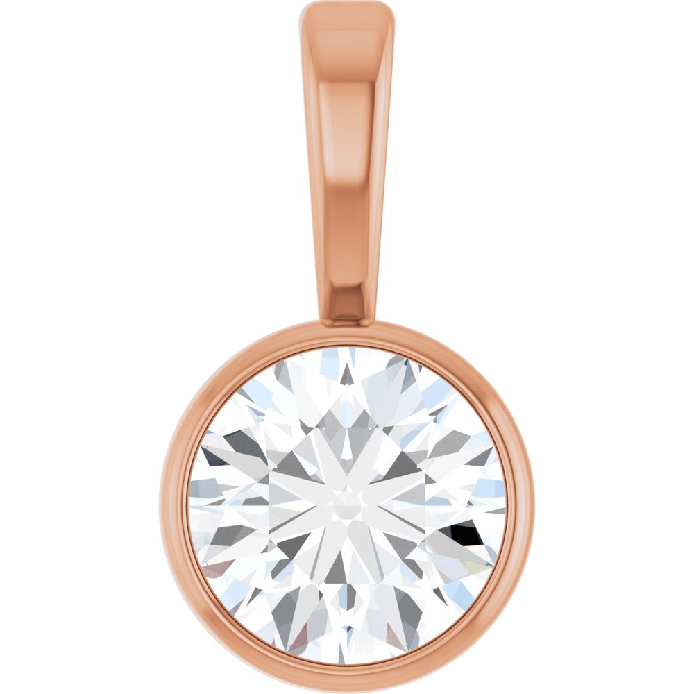 14K Rose Gold 1/3 CT Natural Diamond Bezel-Set Solitaire Pendant