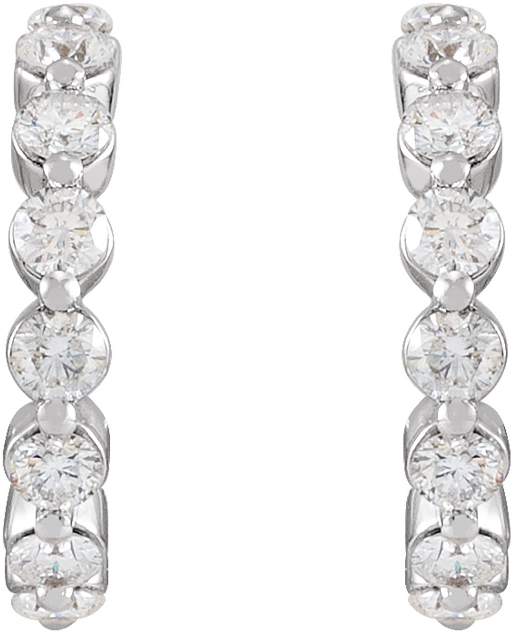 14K White 7/8 CTW Natural Diamond 14.5 mm Hoop Earrings