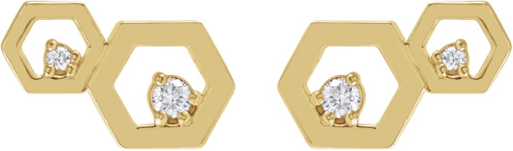 14K Yellow .08 CTW Natural Diamond Honeycomb Earrings