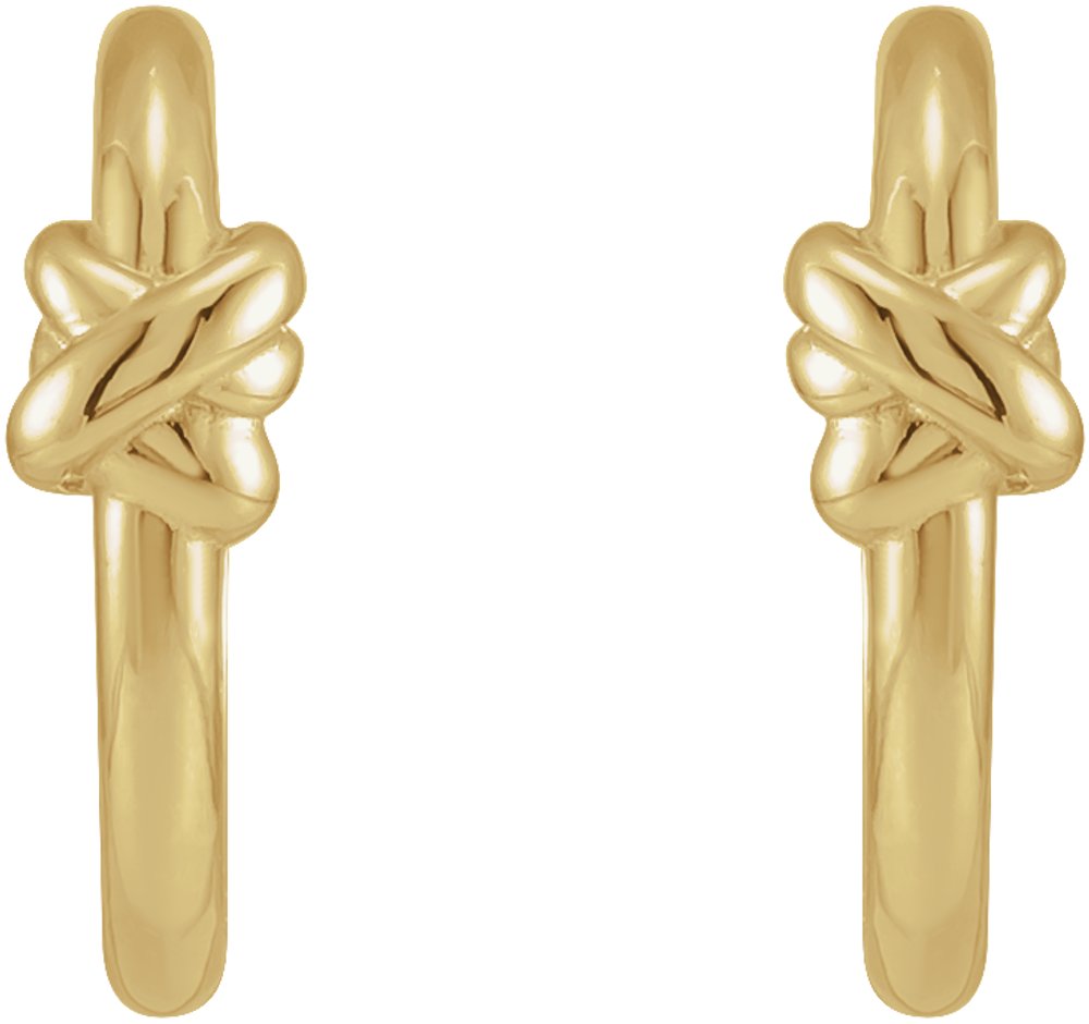 14K Yellow Knot Hoop Earrings